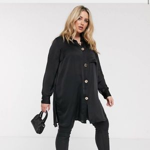 ASOS Curve - Black Satin flowy top